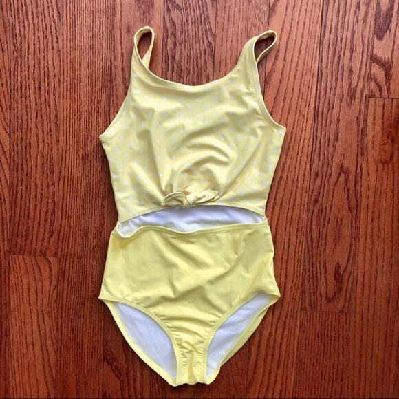 CARTER’S One-Piece Polka Dot Cut Out Bow Yellow Girl’s Swimsuit Size 12 - Picture 8 of 9